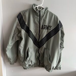 US Army IPFU Physical Fitness Jacket Gray Black Medium Long